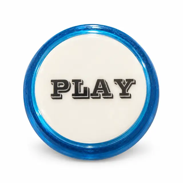 Illuminated Round PLAY Zippy Switch Button (Blue) - Arcade & Amusement Game Push Button