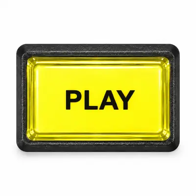 Illuminated Rectangular PLAY Zippy Switch Button (Yellow) - Arcade & Amusement Game Push Button