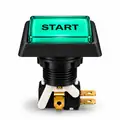 Illuminated Rectangular START Zippy Switch Button (Green) - Arcade & Amusement Game Push Button view 2