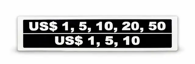 Decal 004 - US$1-$50 and US$1-$10 Denomination Strip Decal