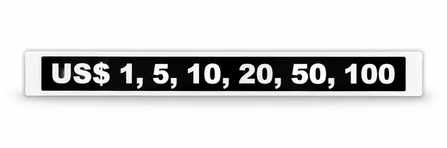 Decal 006 - US$1-$100 Denomination Strip Decal