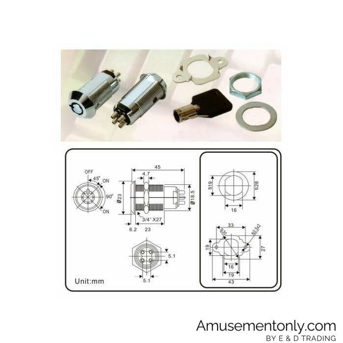 Dual Contact Switch in Same Locks - Turn Right Lock - ED-007K-TRR0 Dual Contact Switch in Same Locks - Turn Right Lock - ED-007K-TRR0